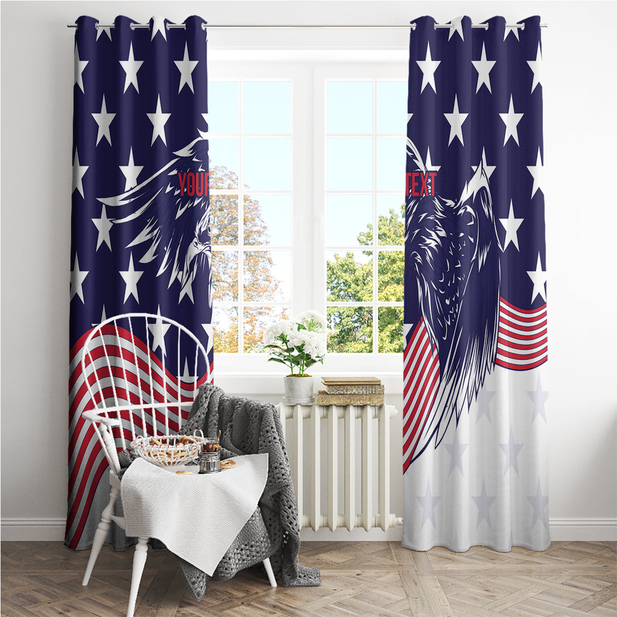 United States Cricket World Cup 2024 Window Curtain USA Badge Eagle Make Champions - Wonder Print Shop