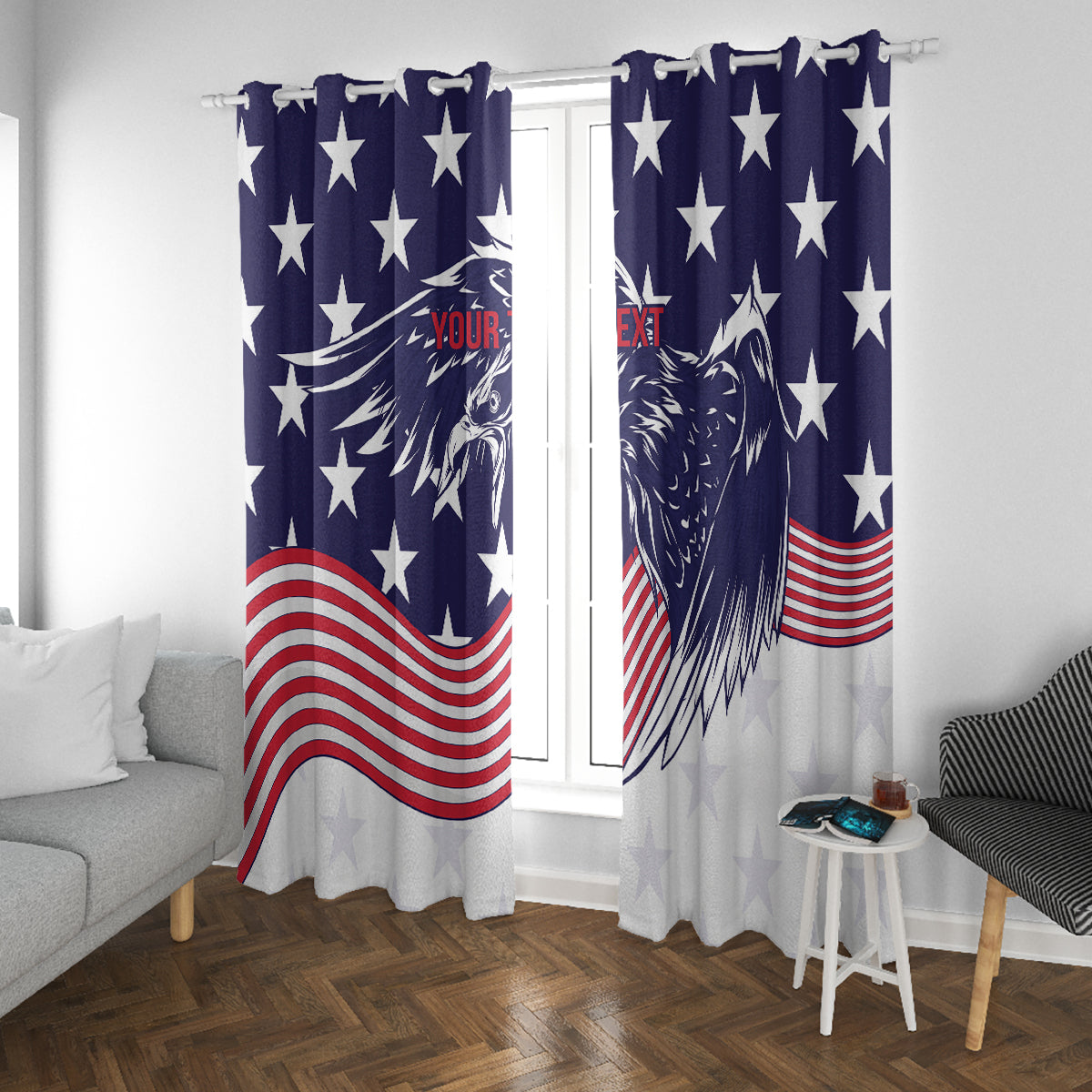 United States Cricket World Cup 2024 Window Curtain USA Badge Eagle Make Champions - Wonder Print Shop