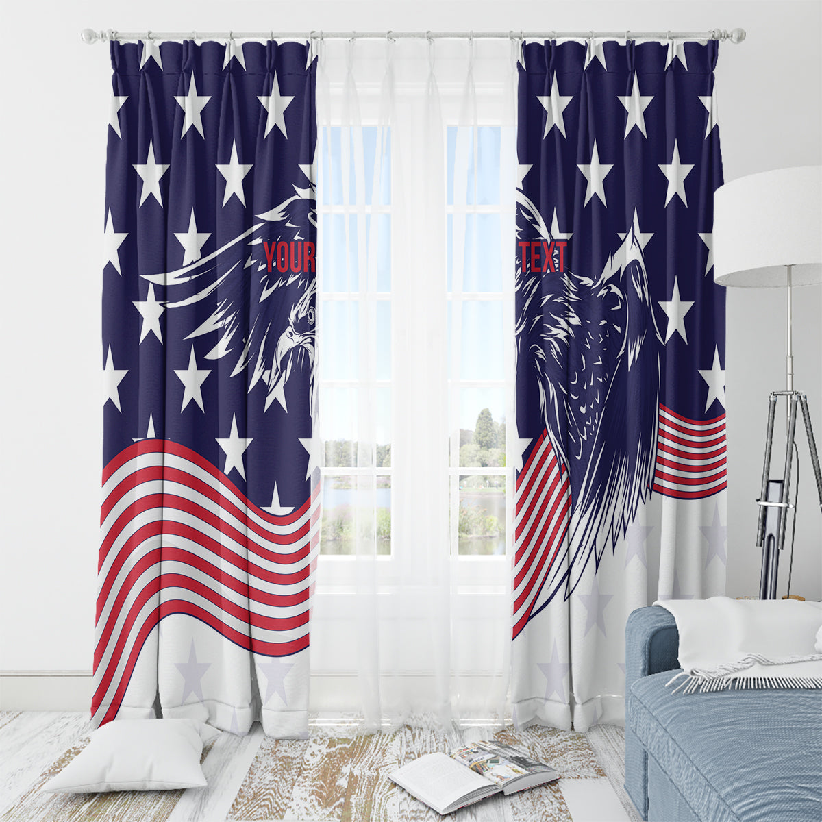 United States Cricket World Cup 2024 Window Curtain USA Badge Eagle Make Champions - Wonder Print Shop