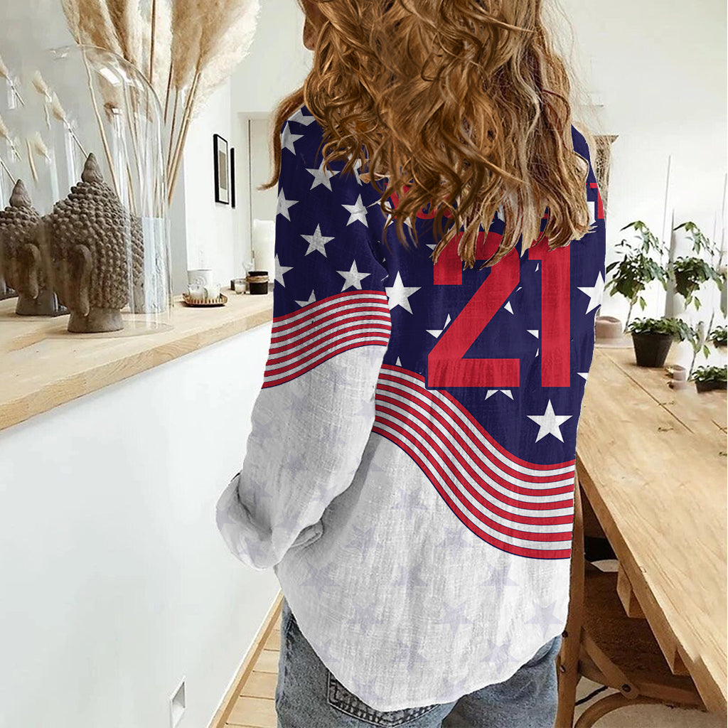 United States Cricket World Cup 2024 Women Casual Shirt USA Badge Eagle Make Champions - Wonder Print Shop