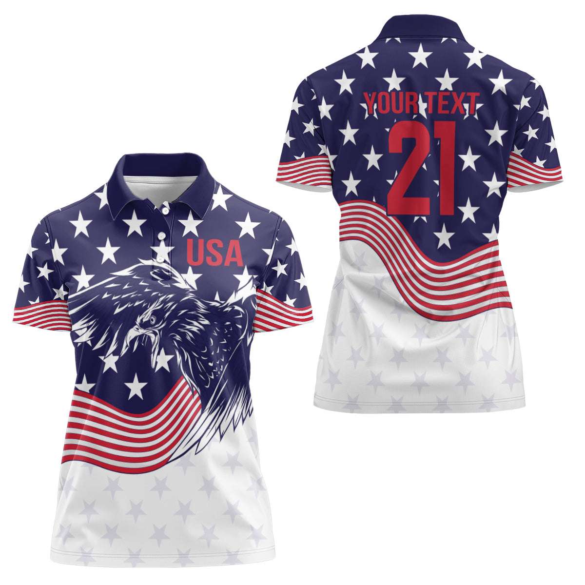 United States Cricket World Cup 2024 Women Polo Shirt USA Badge Eagle Make Champions - Wonder Print Shop
