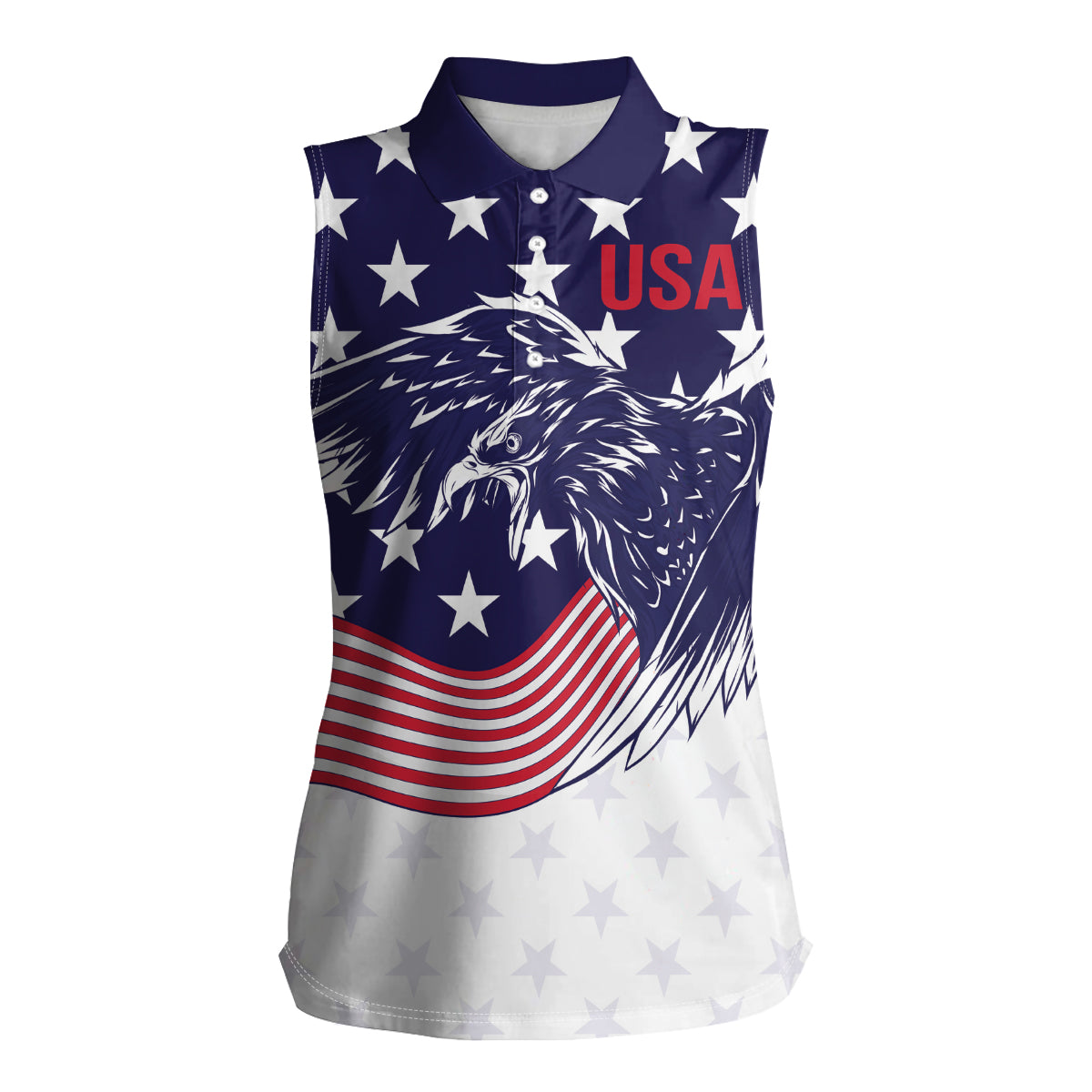 United States Cricket World Cup 2024 Women Sleeveless Polo Shirt USA Badge Eagle Make Champions - Wonder Print Shop