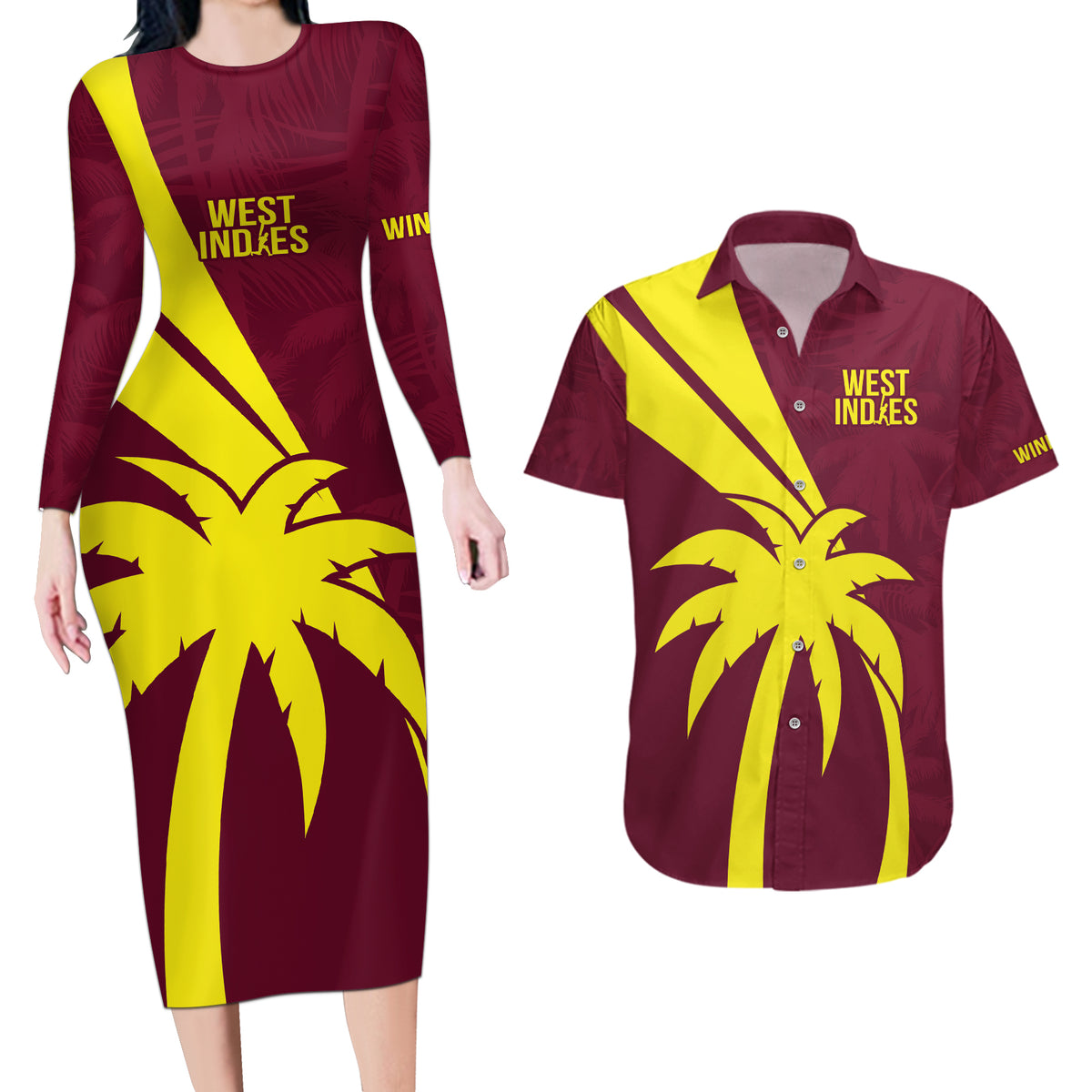 West Indies Cricket World Cup 2024 Couples Matching Long Sleeve Bodycon Dress and Hawaiian Shirt Windies Make Champions LT9 - Wonder Print Shop