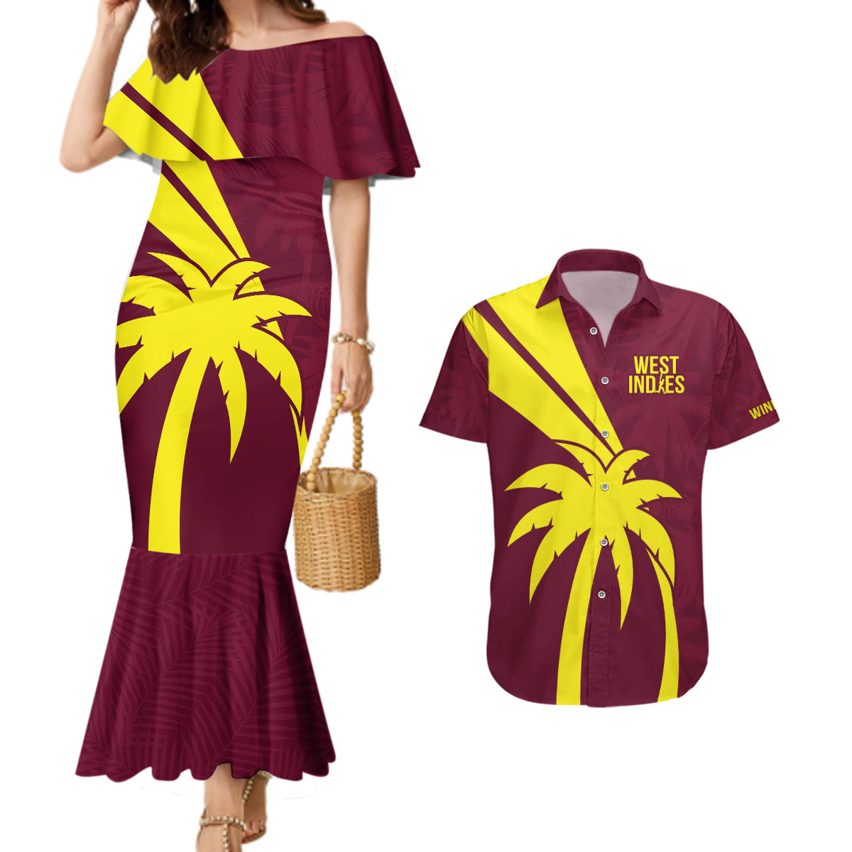West Indies Cricket World Cup 2024 Couples Matching Mermaid Dress and Hawaiian Shirt Windies Make Champions LT9 - Wonder Print Shop