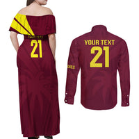 West Indies Cricket World Cup 2024 Couples Matching Off Shoulder Maxi Dress and Long Sleeve Button Shirt Windies Make Champions LT9 - Wonder Print Shop