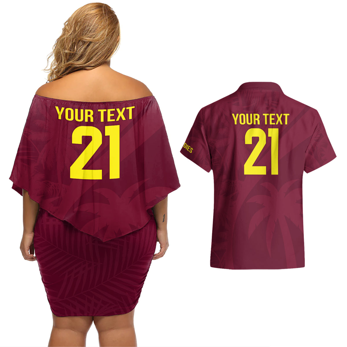 West Indies Cricket World Cup 2024 Couples Matching Off Shoulder Short Dress and Hawaiian Shirt Windies Make Champions LT9 - Wonder Print Shop