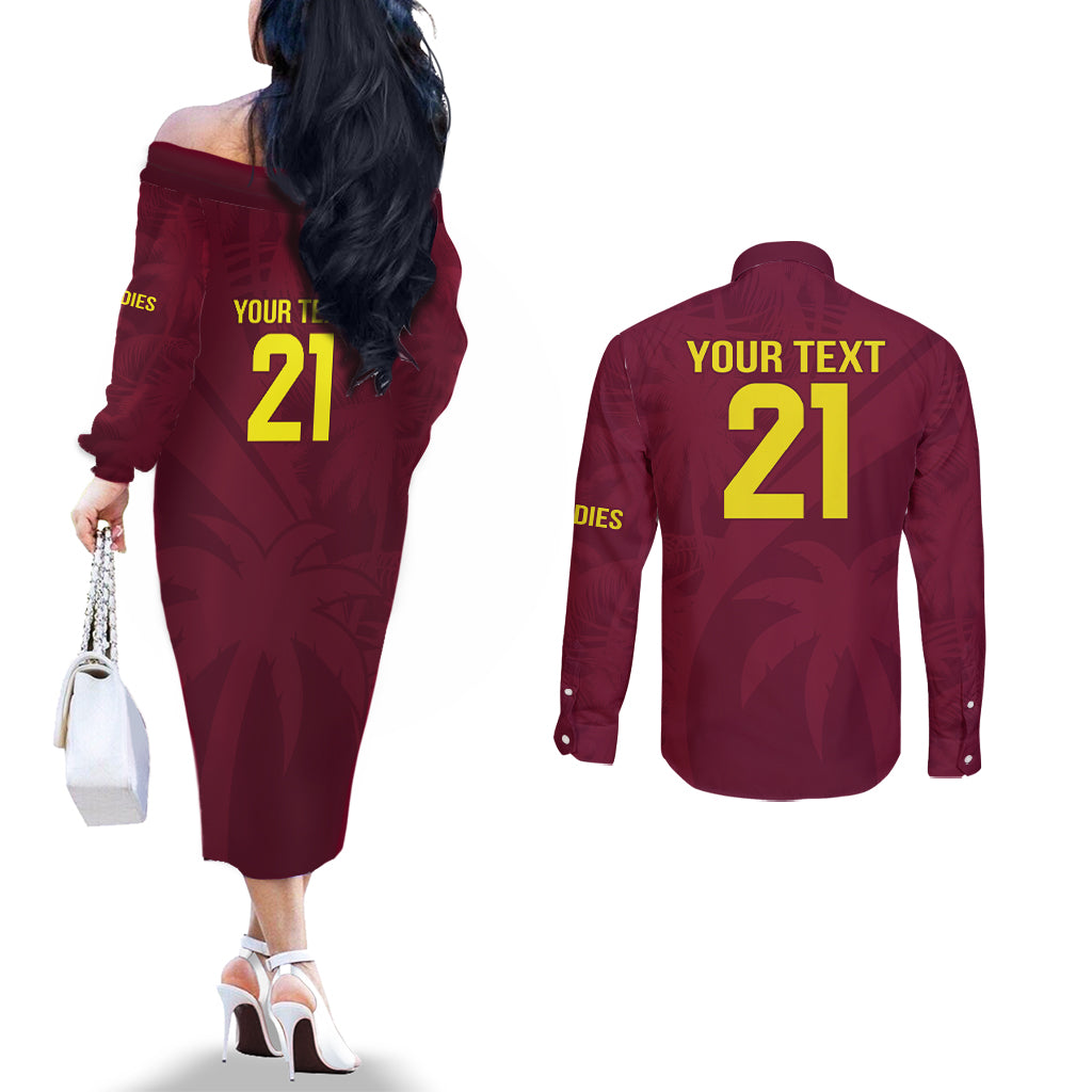 West Indies Cricket World Cup 2024 Couples Matching Off The Shoulder Long Sleeve Dress and Long Sleeve Button Shirt Windies Make Champions