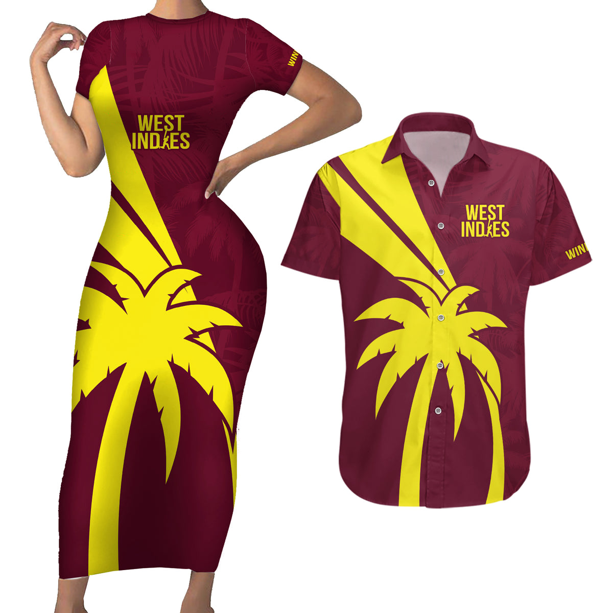 West Indies Cricket World Cup 2024 Couples Matching Short Sleeve Bodycon Dress and Hawaiian Shirt Windies Make Champions LT9 - Wonder Print Shop