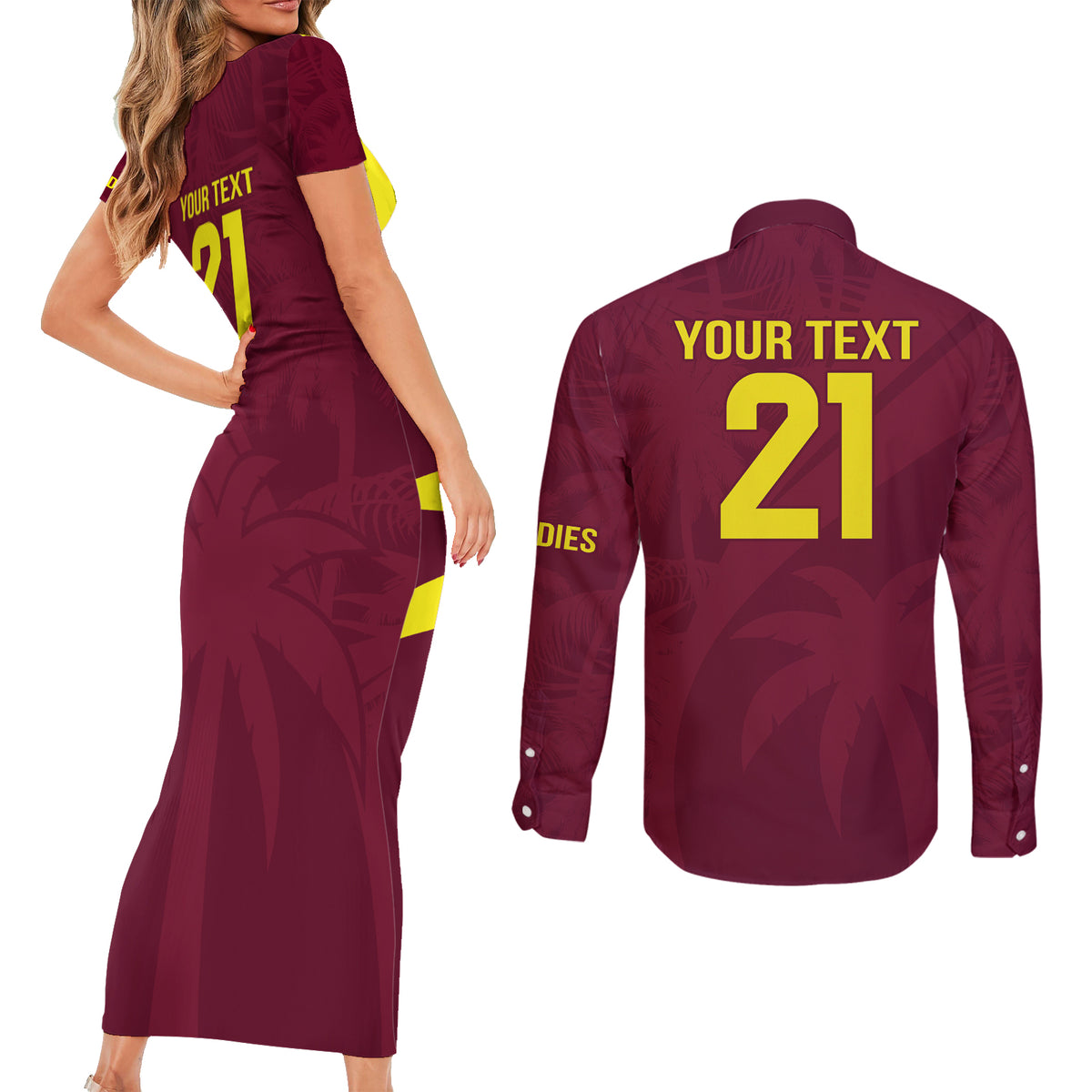 West Indies Cricket World Cup 2024 Couples Matching Short Sleeve Bodycon Dress and Long Sleeve Button Shirt Windies Make Champions LT9 - Wonder Print Shop