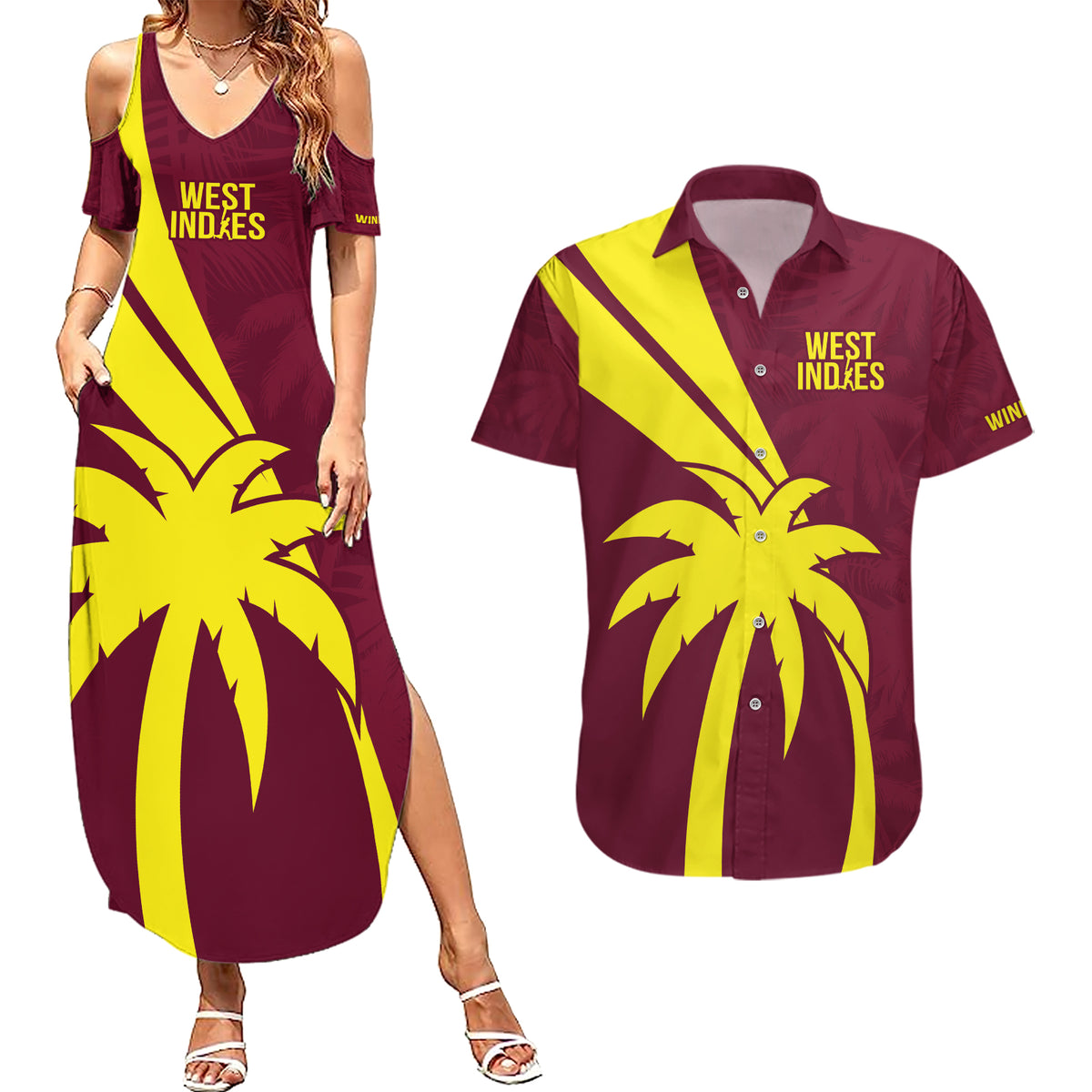 West Indies Cricket World Cup 2024 Couples Matching Summer Maxi Dress and Hawaiian Shirt Windies Make Champions LT9 - Wonder Print Shop