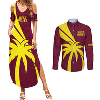 West Indies Cricket World Cup 2024 Couples Matching Summer Maxi Dress and Long Sleeve Button Shirt Windies Make Champions LT9 - Wonder Print Shop
