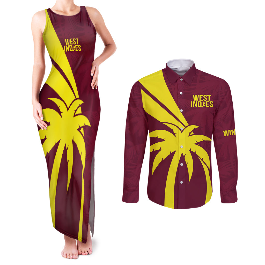 West Indies Cricket World Cup 2024 Couples Matching Tank Maxi Dress and Long Sleeve Button Shirt Windies Make Champions LT9 - Wonder Print Shop