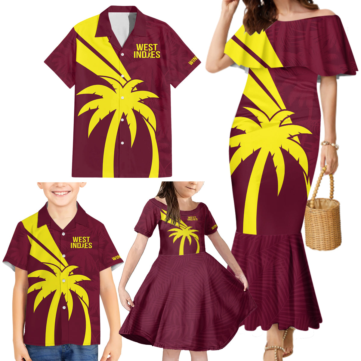 West Indies Cricket World Cup 2024 Family Matching Mermaid Dress and Hawaiian Shirt Windies Make Champions LT9 - Wonder Print Shop