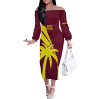 West Indies Cricket World Cup 2024 Family Matching Off The Shoulder Long Sleeve Dress and Hawaiian Shirt Windies Make Champions - Wonder Print Shop