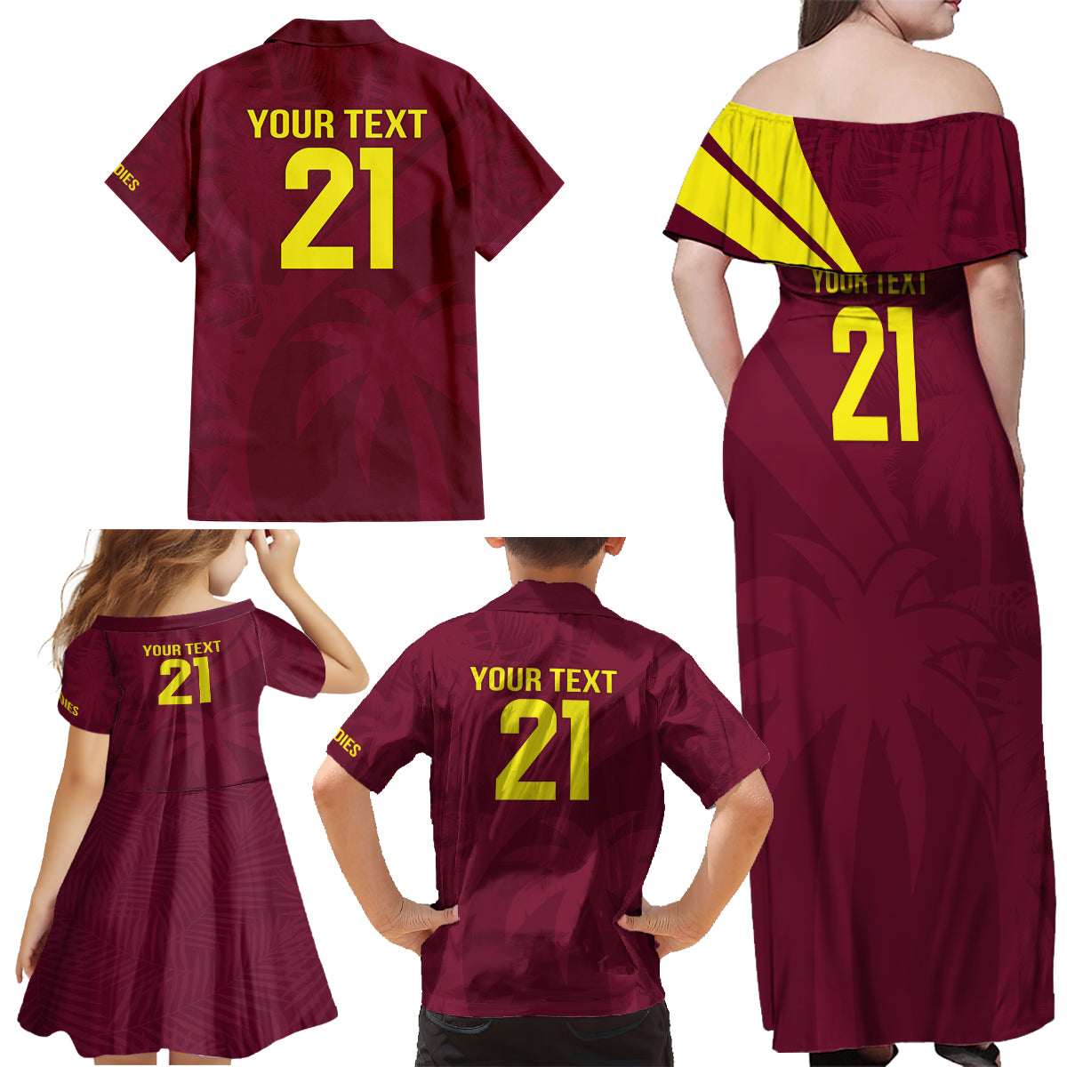 West Indies Cricket World Cup 2024 Family Matching Off Shoulder Maxi Dress and Hawaiian Shirt Windies Make Champions LT9 - Wonder Print Shop