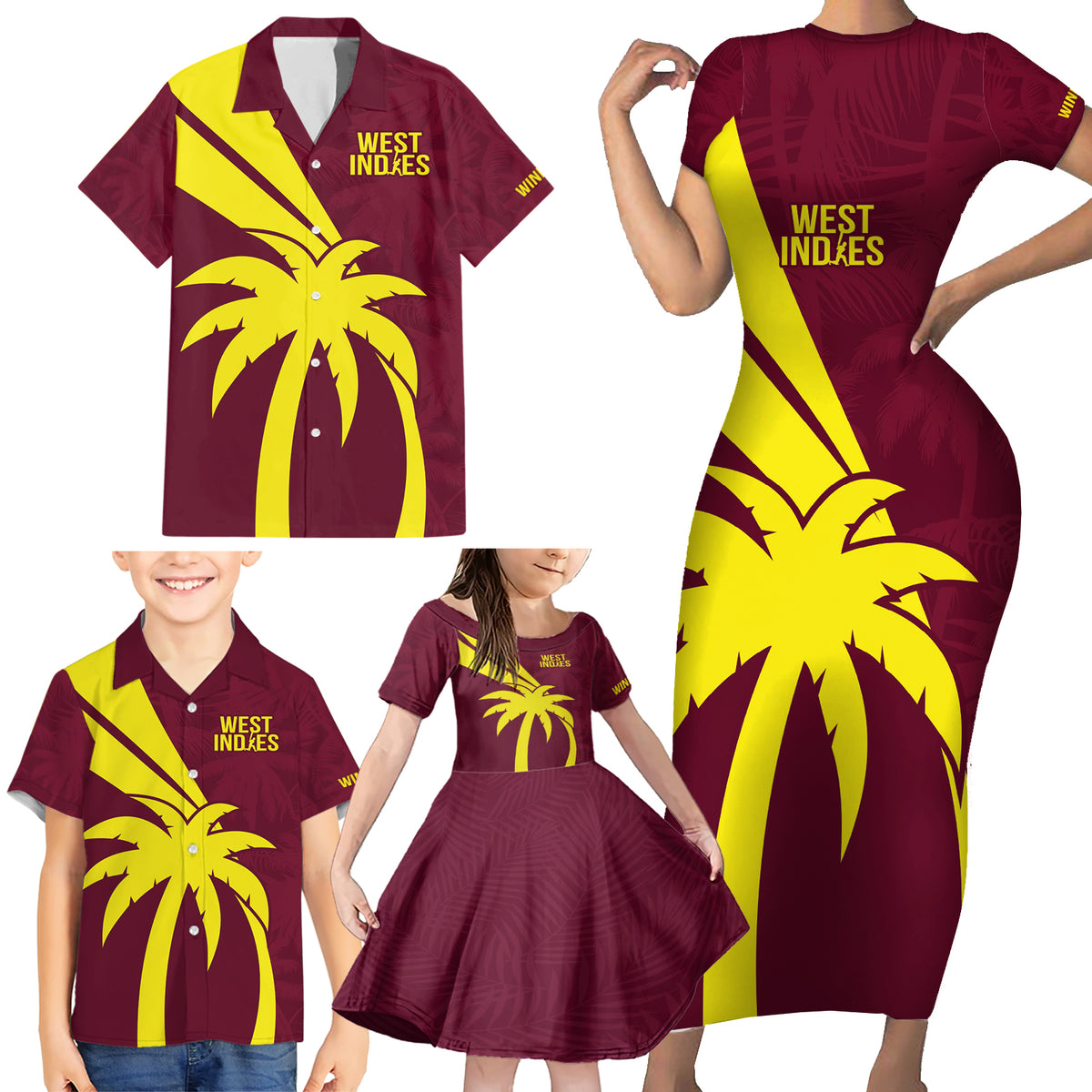 West Indies Cricket World Cup 2024 Family Matching Short Sleeve Bodycon Dress and Hawaiian Shirt Windies Make Champions - Wonder Print Shop