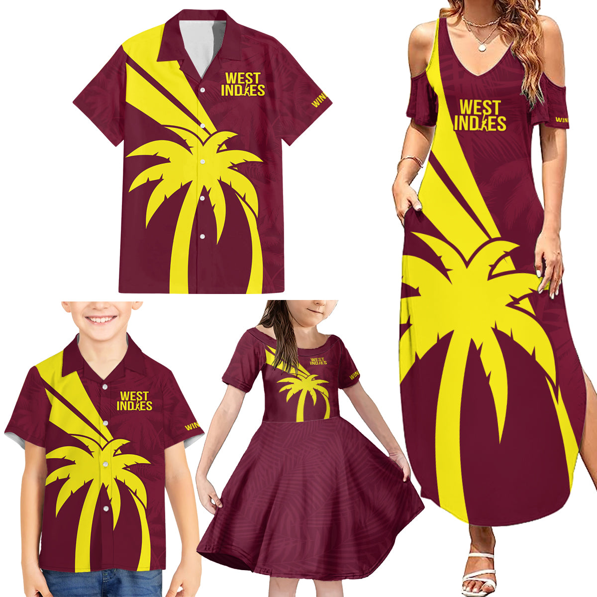 West Indies Cricket World Cup 2024 Family Matching Summer Maxi Dress and Hawaiian Shirt Windies Make Champions - Wonder Print Shop