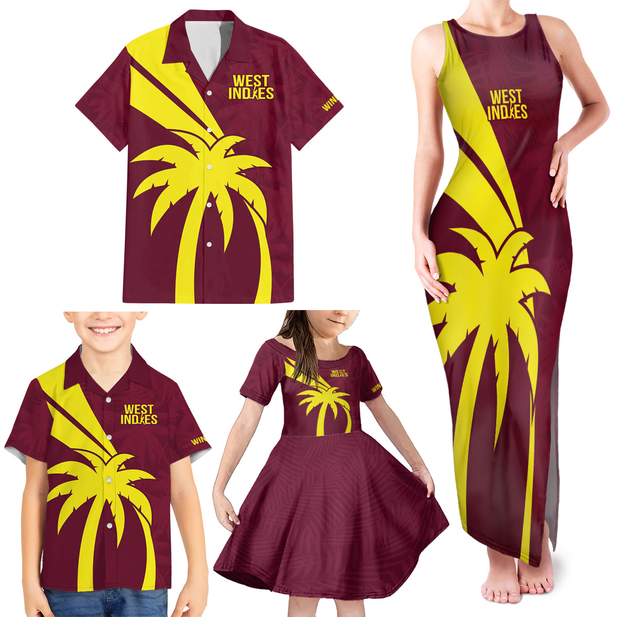 West Indies Cricket World Cup 2024 Family Matching Tank Maxi Dress and Hawaiian Shirt Windies Make Champions - Wonder Print Shop