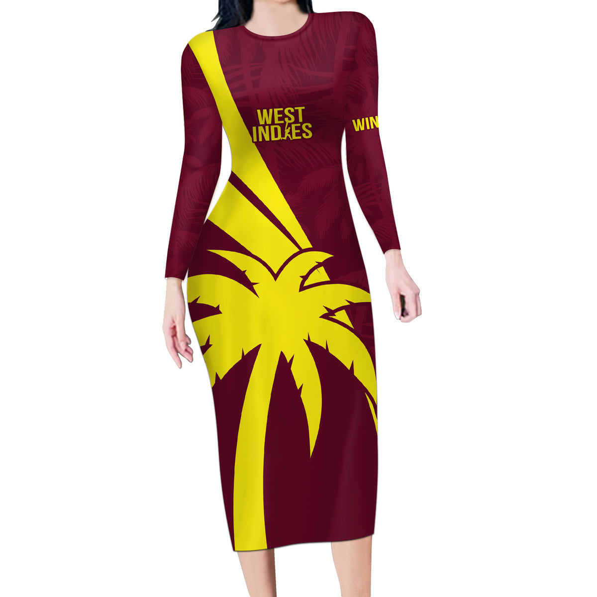 West Indies Cricket World Cup 2024 Long Sleeve Bodycon Dress Windies Make Champions - Wonder Print Shop
