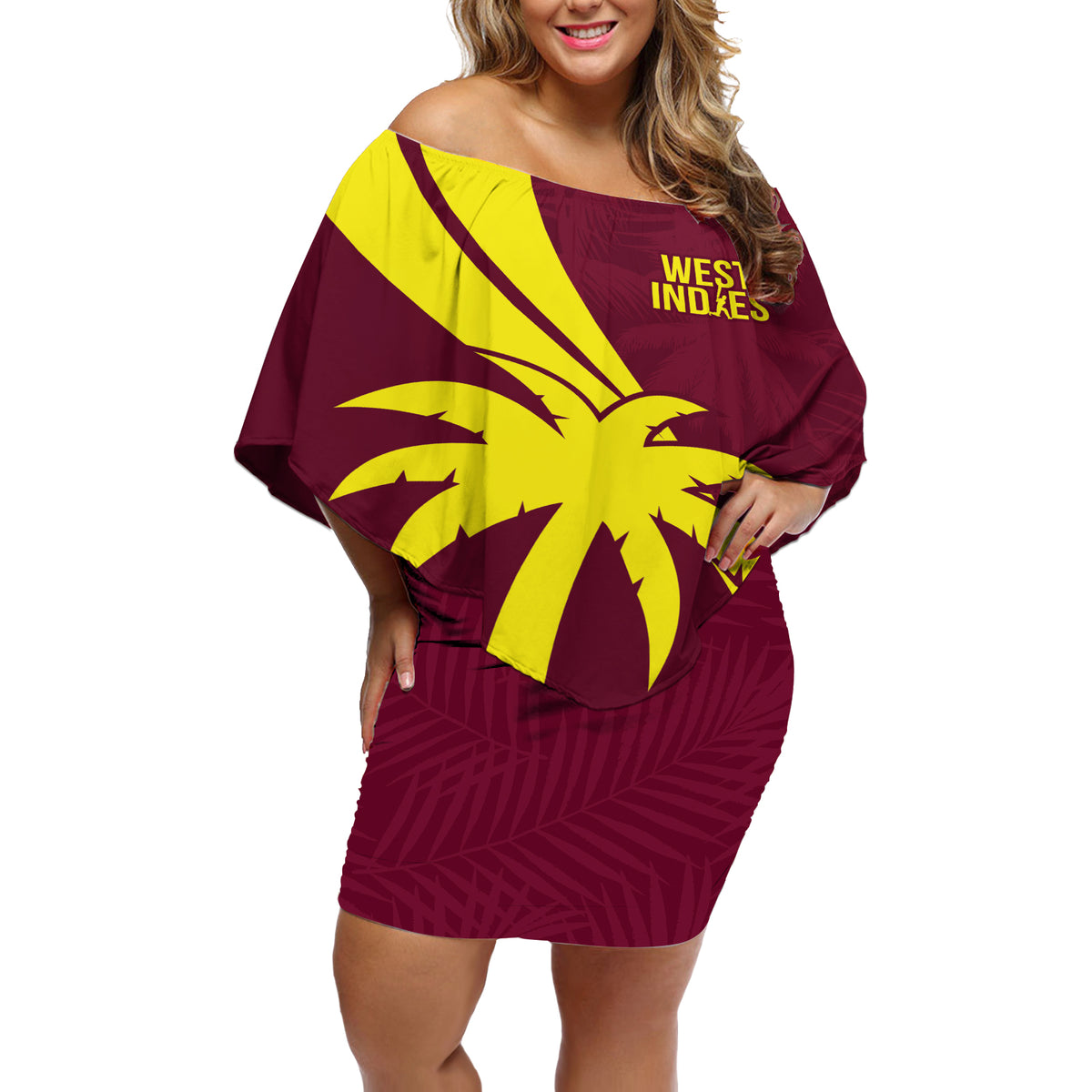 West Indies Cricket World Cup 2024 Off Shoulder Short Dress Windies Make Champions - Wonder Print Shop