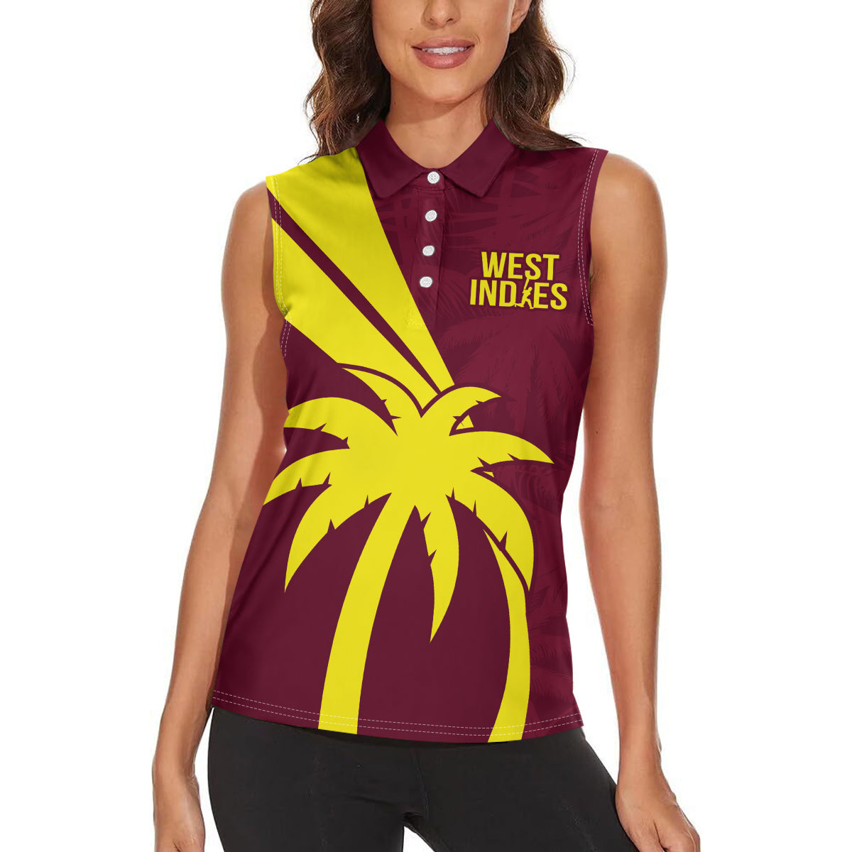 West Indies Cricket World Cup 2024 Women Sleeveless Polo Shirt Windies Make Champions - Wonder Print Shop