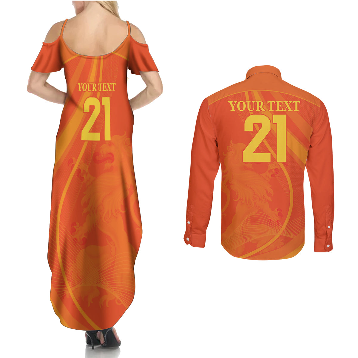 Netherlands Cricket World Cup 2024 Couples Matching Summer Maxi Dress and Long Sleeve Button Shirt The Flying Dutchmen Make Champions LT9 - Wonder Print Shop