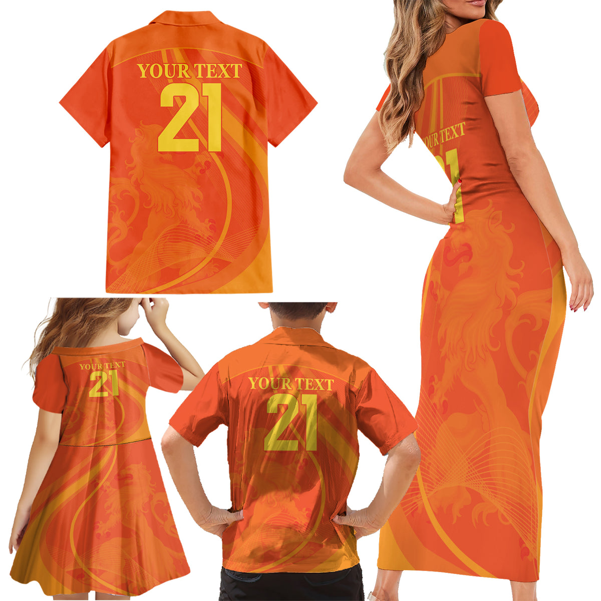Netherlands Cricket World Cup 2024 Family Matching Short Sleeve Bodycon Dress and Hawaiian Shirt The Flying Dutchmen Make Champions - Wonder Print Shop