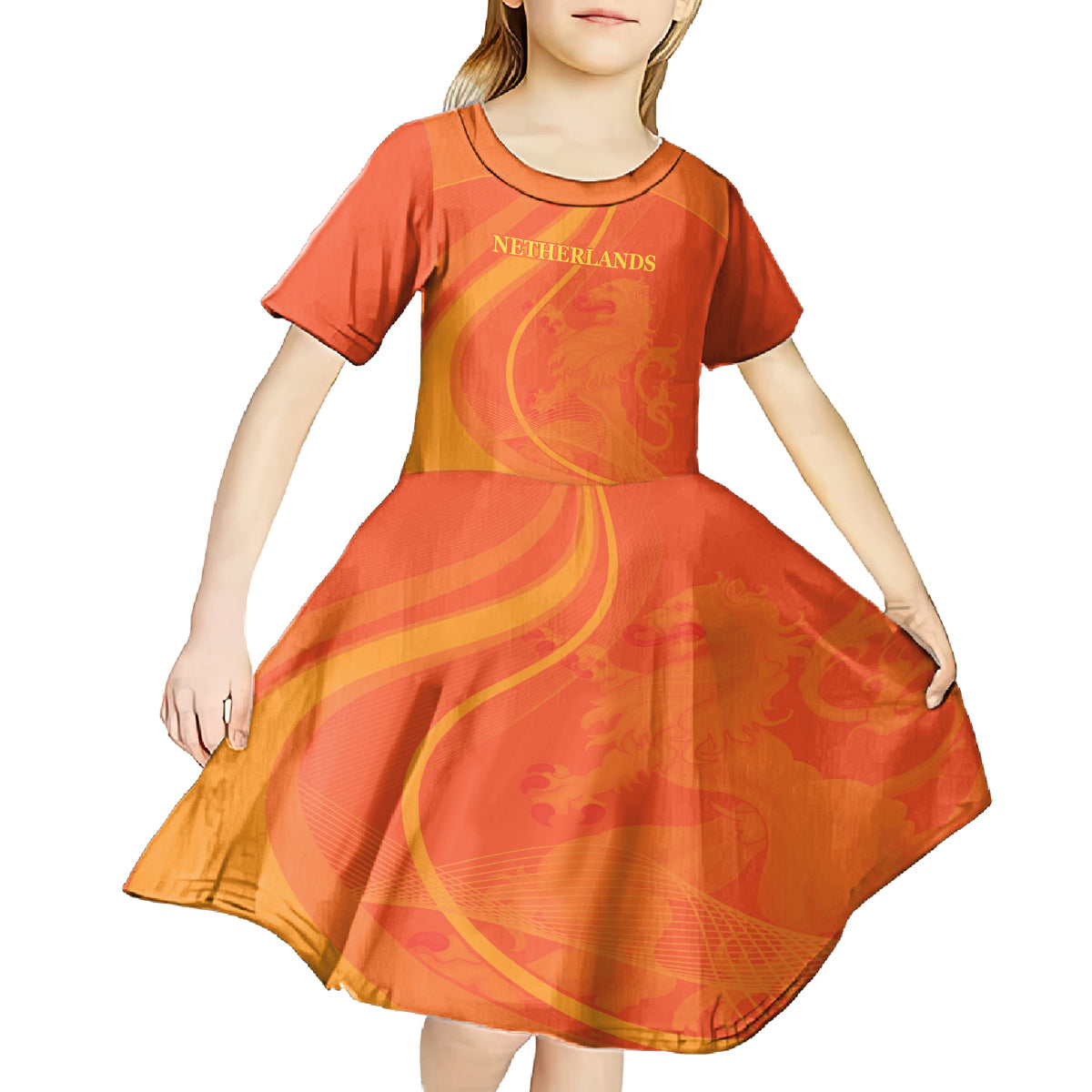 Netherlands Cricket World Cup 2024 Kid Short Sleeve Dress The Flying Dutchmen Make Champions - Wonder Print Shop