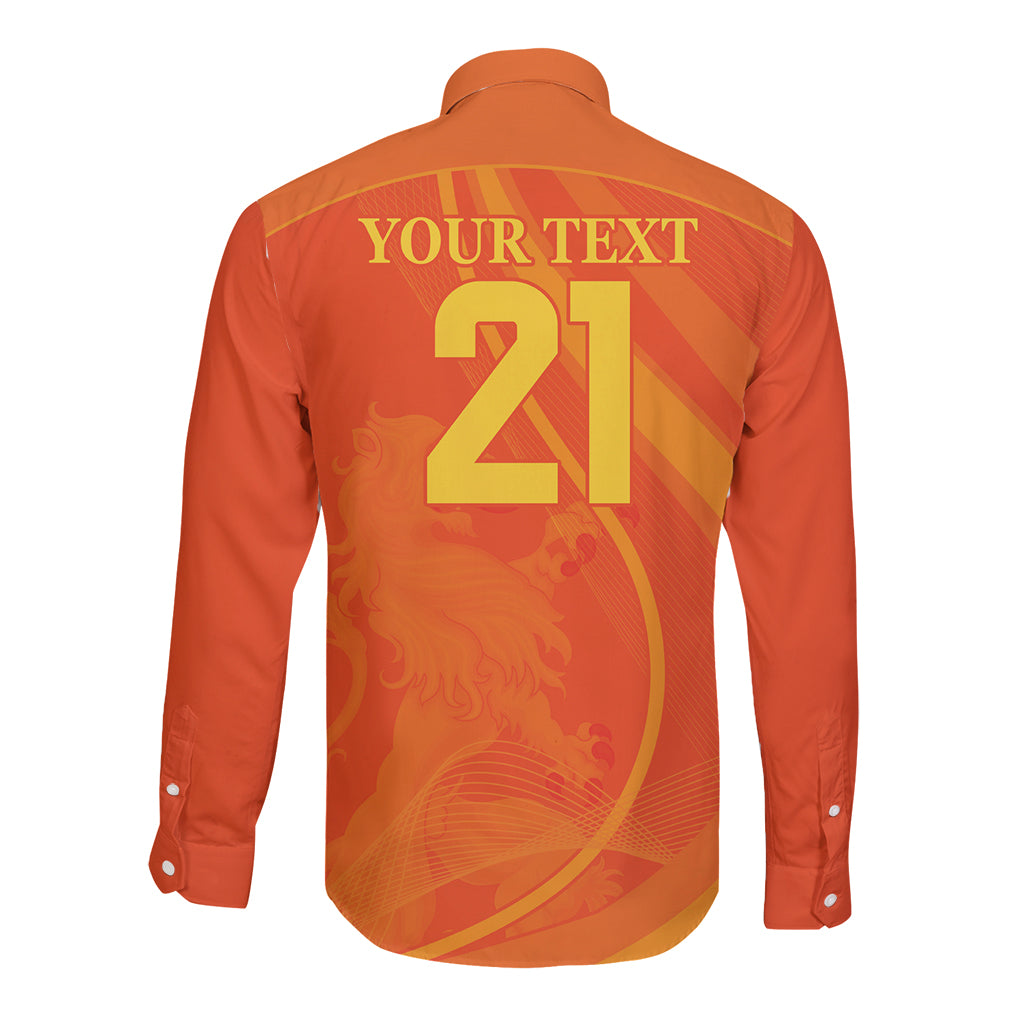 Netherlands Cricket World Cup 2024 Long Sleeve Button Shirt The Flying Dutchmen Make Champions - Wonder Print Shop