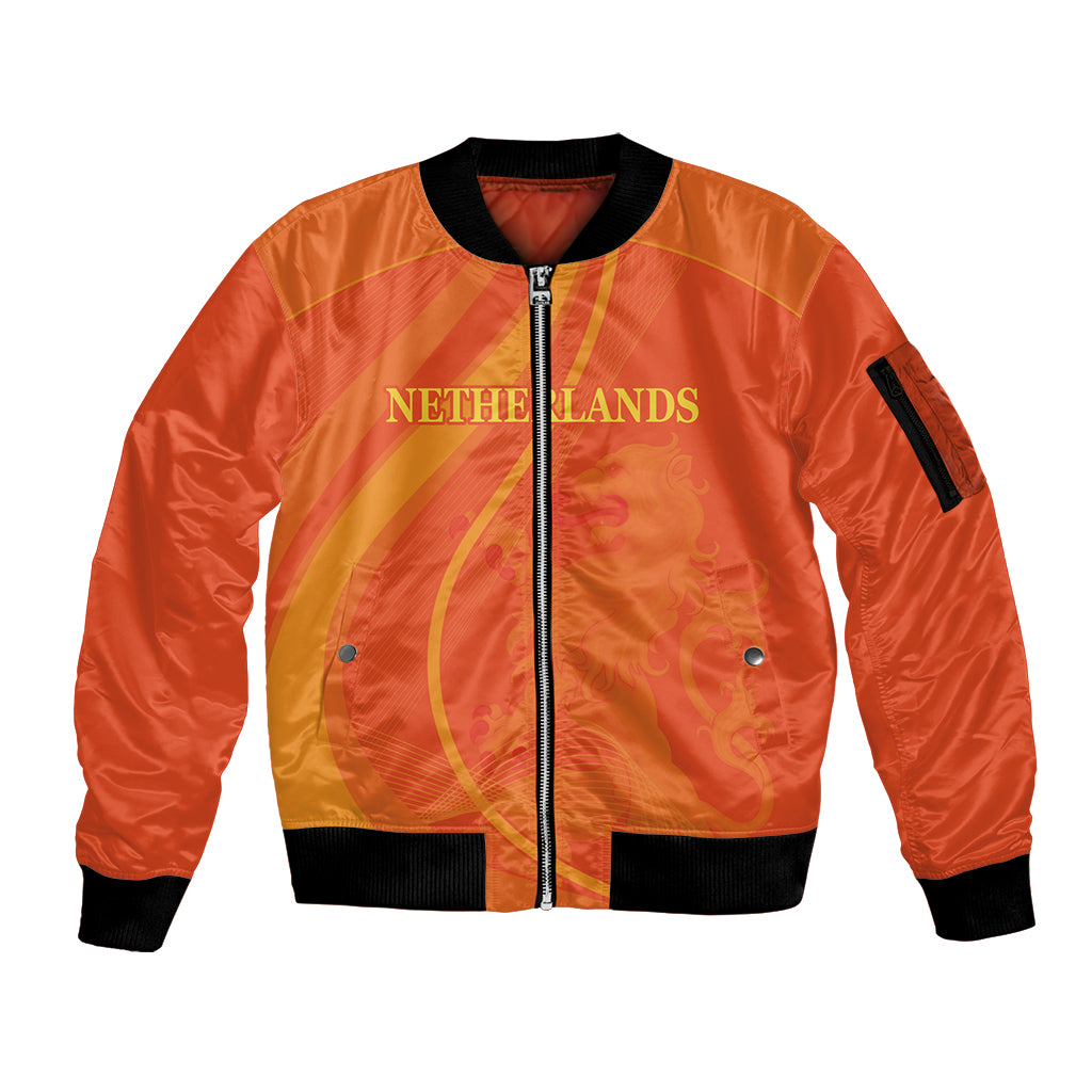 Netherlands Cricket World Cup 2024 Sleeve Zip Bomber Jacket The Flying Dutchmen Make Champions - Wonder Print Shop