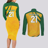 South Africa Cricket World Cup 2024 Couples Matching Long Sleeve Bodycon Dress and Long Sleeve Button Shirt Proteas Make Champions LT9 - Wonder Print Shop