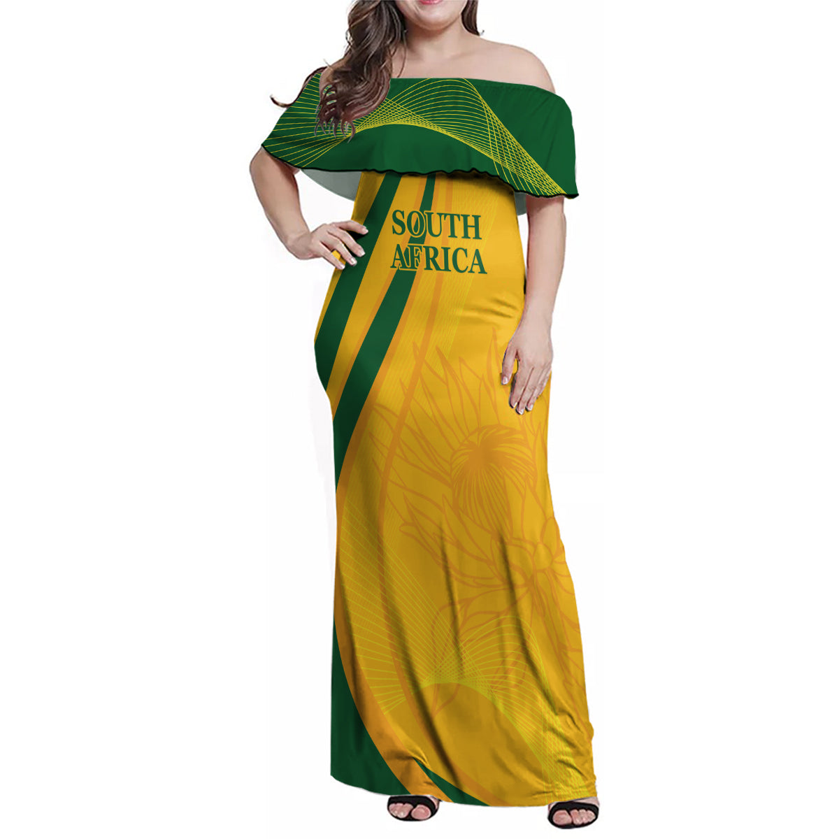 South Africa Cricket World Cup 2024 Family Matching Off Shoulder Maxi Dress and Hawaiian Shirt Proteas Make Champions LT9 - Wonder Print Shop