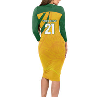 South Africa Cricket World Cup 2024 Long Sleeve Bodycon Dress Proteas Make Champions - Wonder Print Shop