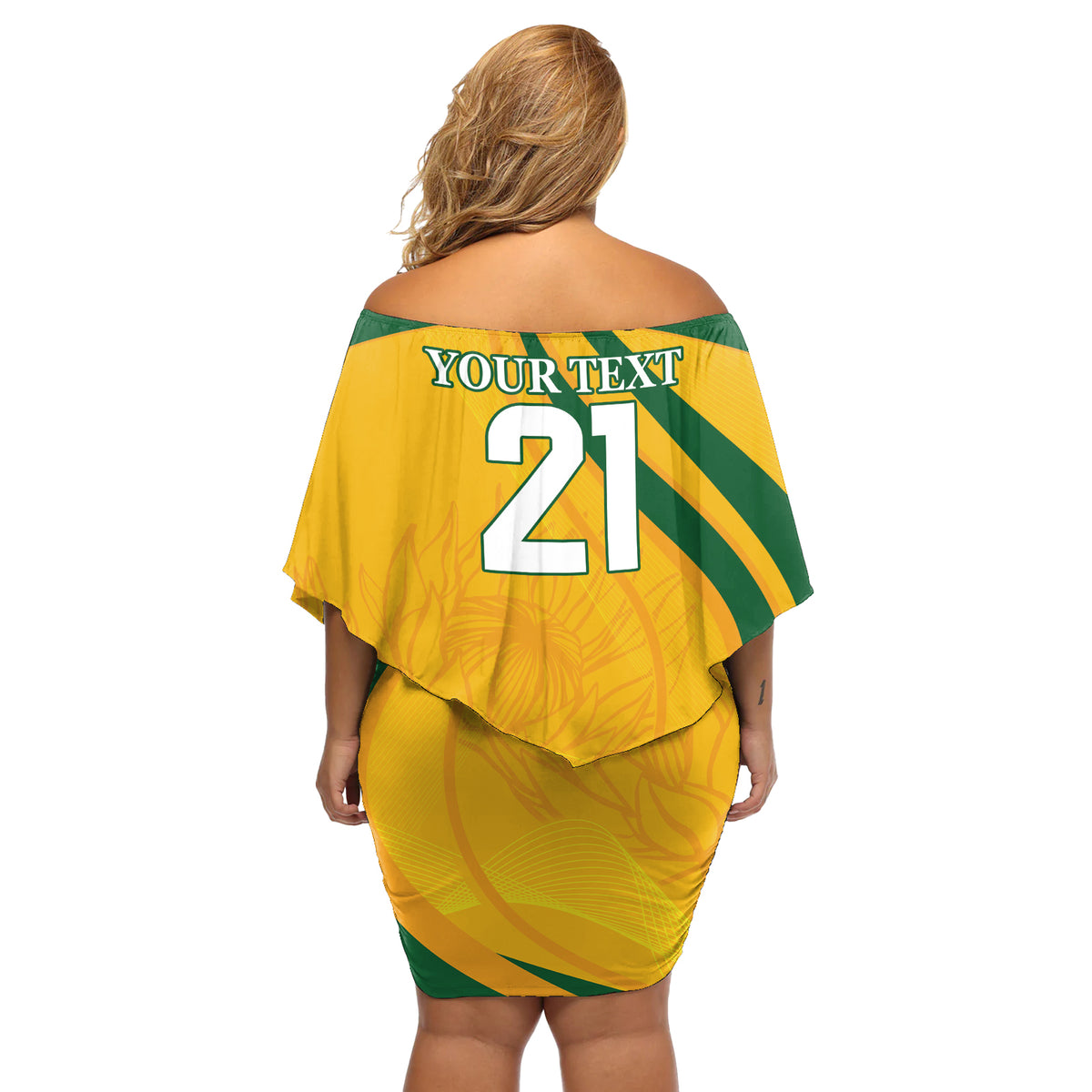 South Africa Cricket World Cup 2024 Off Shoulder Short Dress Proteas Make Champions - Wonder Print Shop