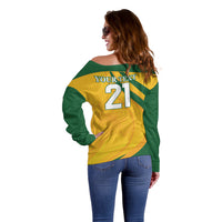 South Africa Cricket World Cup 2024 Off Shoulder Sweater Proteas Make Champions - Wonder Print Shop