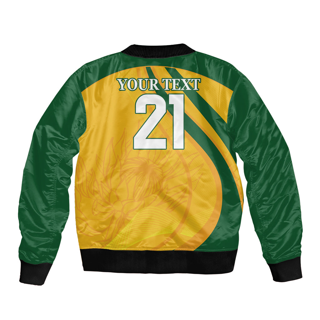 South Africa Cricket World Cup 2024 Sleeve Zip Bomber Jacket Proteas Make Champions - Wonder Print Shop