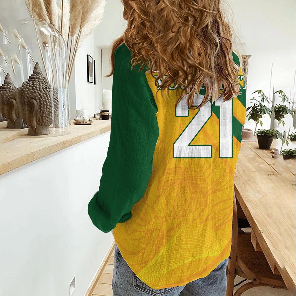South Africa Cricket World Cup 2024 Women Casual Shirt Proteas Make Champions - Wonder Print Shop
