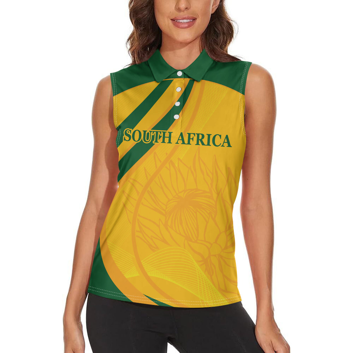 South Africa Cricket World Cup 2024 Women Sleeveless Polo Shirt Proteas Make Champions - Wonder Print Shop