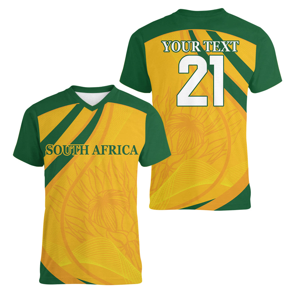 South Africa Cricket World Cup 2024 Women V-Neck T-Shirt Proteas Make Champions - Wonder Print Shop