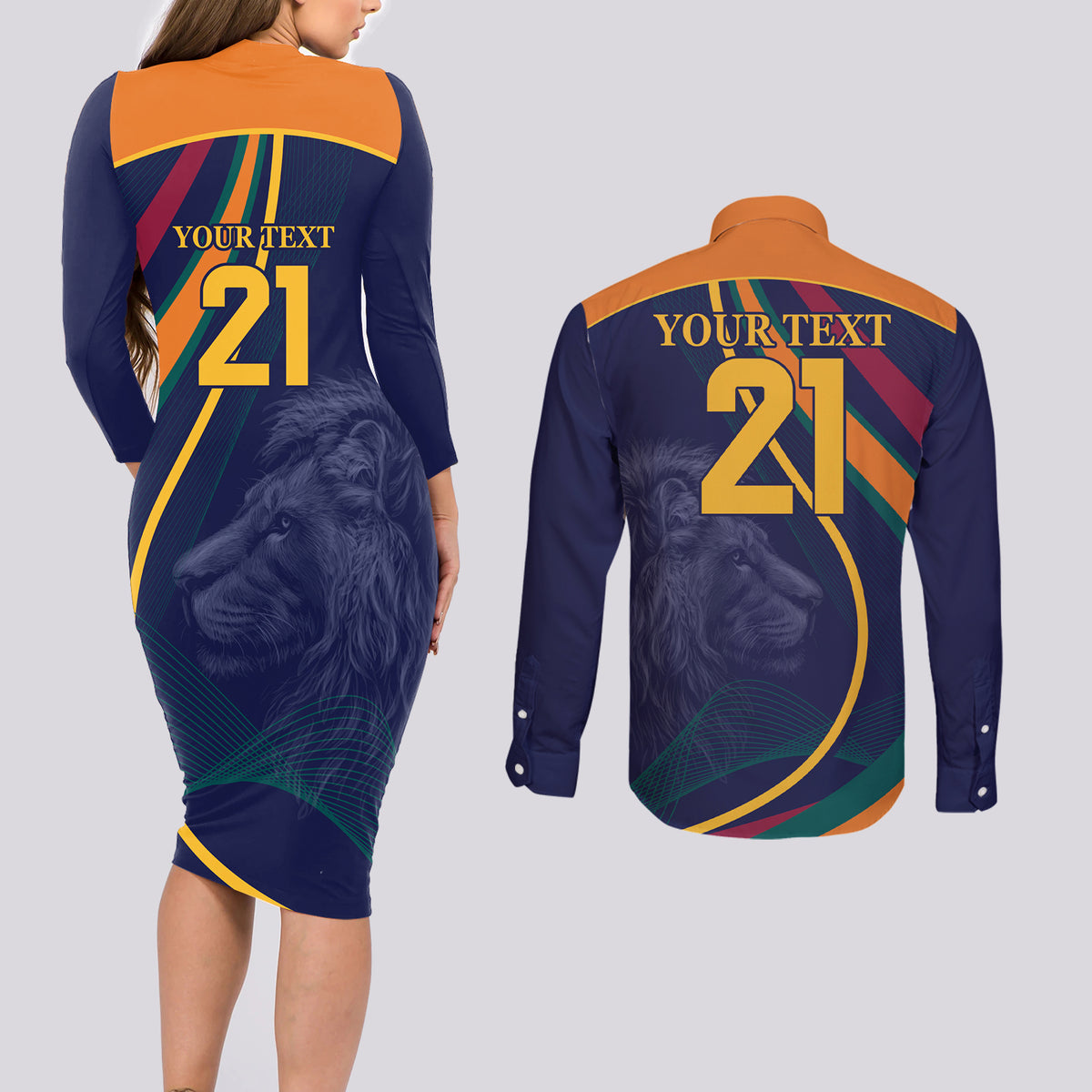Sri Lanka Cricket World Cup 2024 Couples Matching Long Sleeve Bodycon Dress and Long Sleeve Button Shirt Shri Lanka Jathika Crikat Kandayama LT9 - Wonder Print Shop