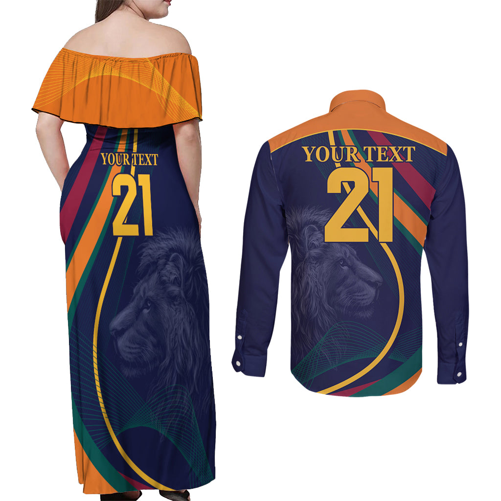 Sri Lanka Cricket World Cup 2024 Couples Matching Off Shoulder Maxi Dress and Long Sleeve Button Shirt Shri Lanka Jathika Crikat Kandayama LT9 - Wonder Print Shop