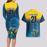 Sri Lanka Couples Matching Long Sleeve Bodycon Dress and Hawaiian Shirt With Lions Version LT9 - Wonder Print Shop