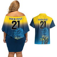 Sri Lanka Couples Matching Off Shoulder Short Dress and Hawaiian Shirt With Lions Version LT9 - Wonder Print Shop