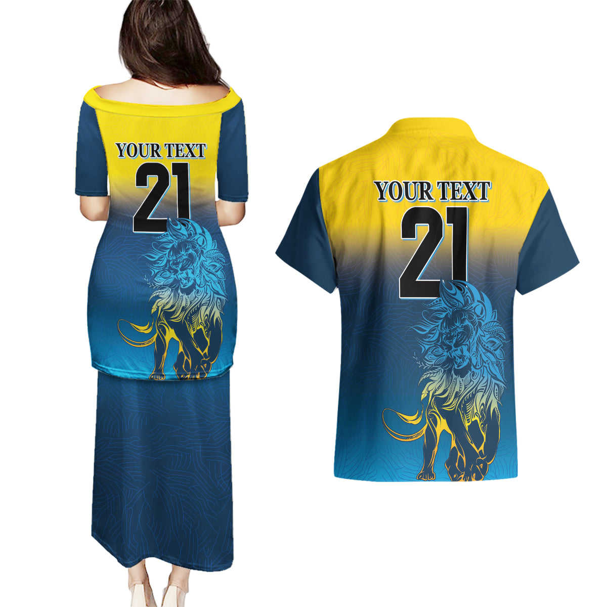 Sri Lanka Couples Matching Puletasi and Hawaiian Shirt With Lions Version LT9 - Wonder Print Shop