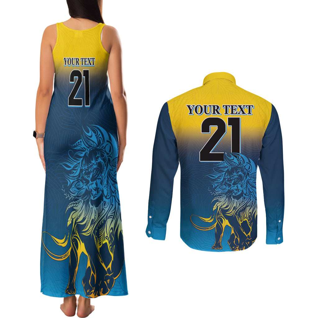 Sri Lanka Couples Matching Tank Maxi Dress and Long Sleeve Button Shirt With Lions Version LT9 - Wonder Print Shop