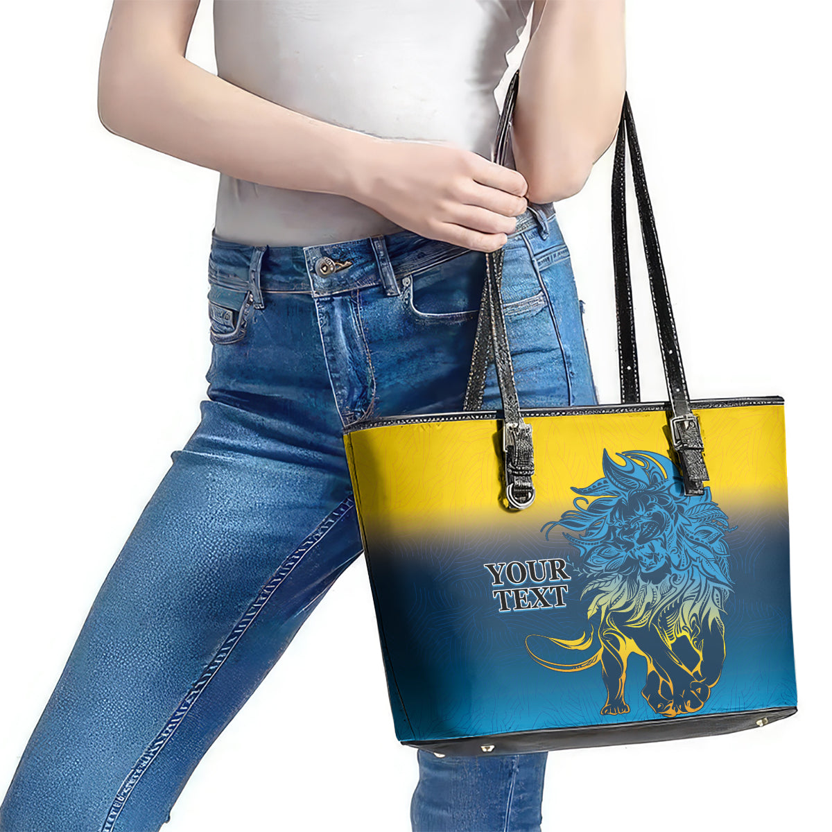 Sri Lanka Leather Tote Bag With Lions Version - Wonder Print Shop