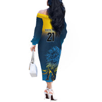 Sri Lanka Off The Shoulder Long Sleeve Dress With Lions Version - Wonder Print Shop