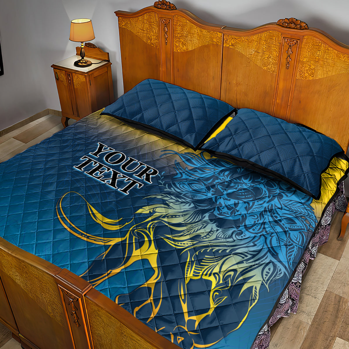 Sri Lanka Quilt Bed Set With Lions Version - Wonder Print Shop