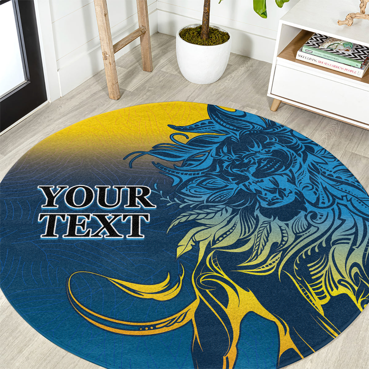 Sri Lanka Round Carpet With Lions Version