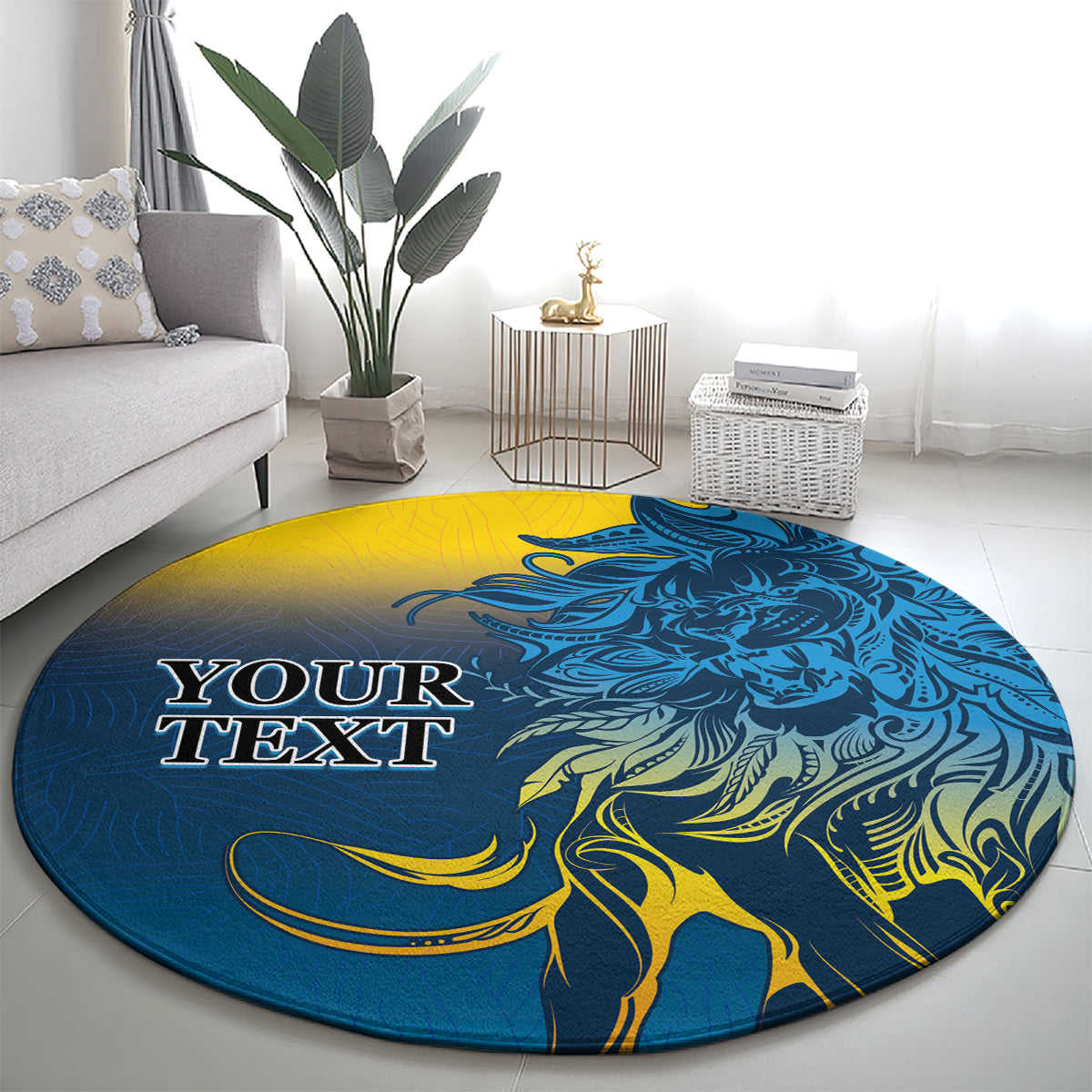 Sri Lanka Round Carpet With Lions Version